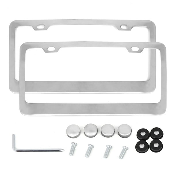 2x Slim Silver Stainless Steel License Plate Plate Frame+a set of Screw Package